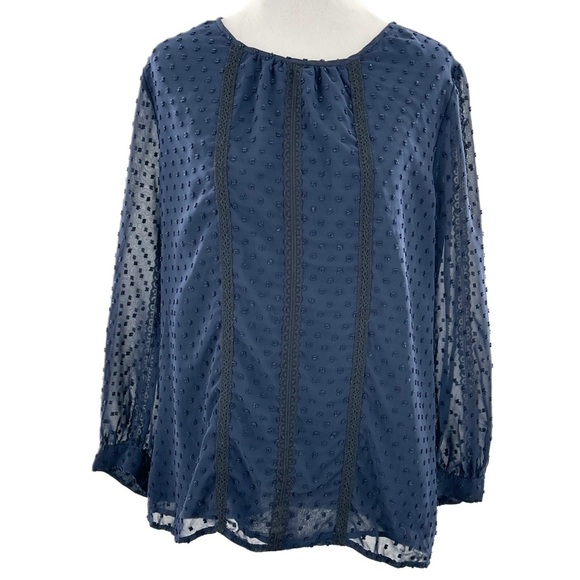 j crew outlet womens top size 6 navy blue swiss dot career - Picture 11 of 11